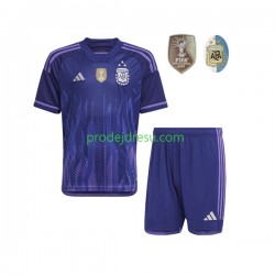Argentina Dresy Fotbal 3 Stars Dětský Venkovní World Cup 2022 Krátký rukáv