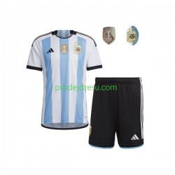 Argentina Dresy Fotbal 3 Stars Dětský Domácí World Cup 2022 Krátký rukáv