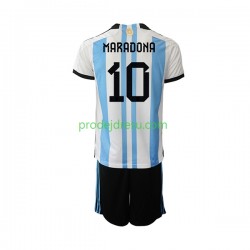 Argentina Dresy Fotbal Maradona 10 Dětský Domácí World Cup 2022 Krátký rukáv