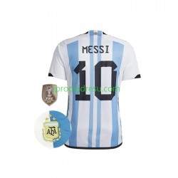 Argentina Dresy Fotbal Messi 10 3 Stars Muž Domácí World Cup 2022 Krátký rukáv