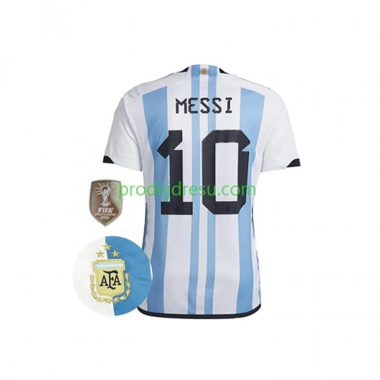 Argentina Dresy Fotbal Messi 10 3 Stars Muž Domácí World Cup 2022 Krátký rukáv