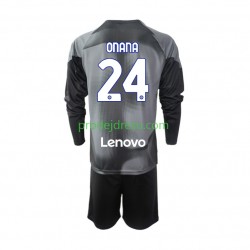 Inter Milán Dresy Fotbal Andre Onana 24 Brankářské Dětský Domácí 2022-2023 Dlouhý rukáv