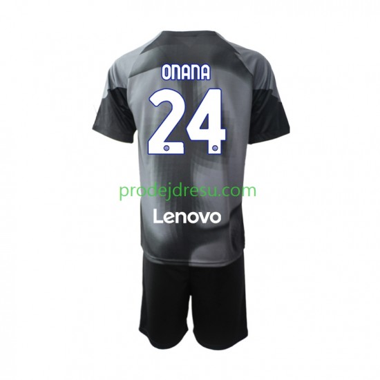 Inter Milán Dresy Fotbal Andre Onana 24 Brankářské Dětský Domácí 2022-2023 Krátký rukáv