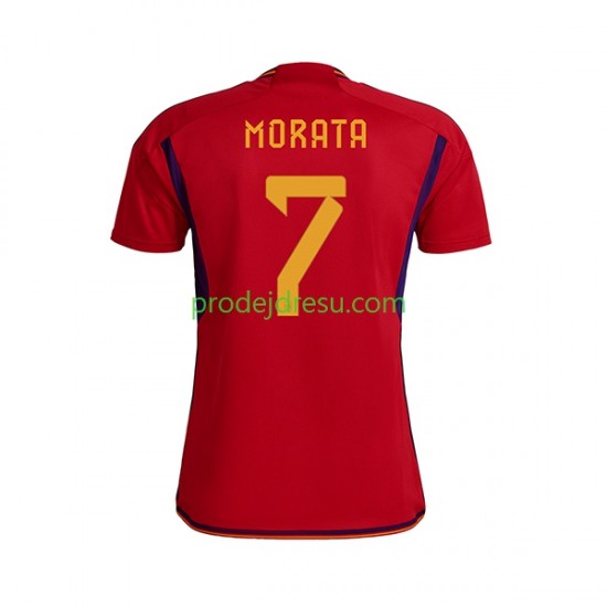 Španělsko Dresy Fotbal MORATA 7 Muž Domácí World Cup 2022 Krátký rukáv