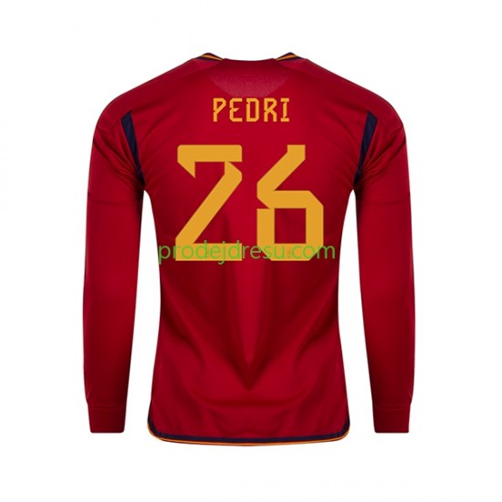 Španělsko Dresy Fotbal PEDRI 26 Muž Domácí World Cup 2022 Dlouhý rukáv