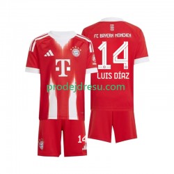 FC Bayern Mnichov Dresy Fotbal Luis Diaz 14 Dětský Domácí 2025-2026 Krátký rukáv