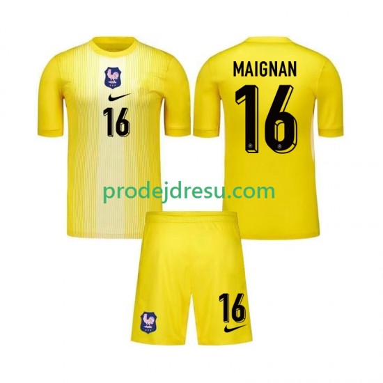 Francie Dresy Fotbal Mike Maignan 16 Brankářské Dětský Domácí 2025 Krátký rukáv