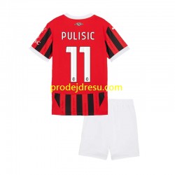 AC Milán Dresy Fotbal Christian Pulisic 11 Dětský Domácí 2024-2025 Krátký rukáv
