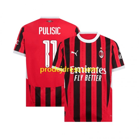 AC Milán Dresy Fotbal UCL Font PULISIC 11 Muž Domácí 2024-2025 Krátký rukáv