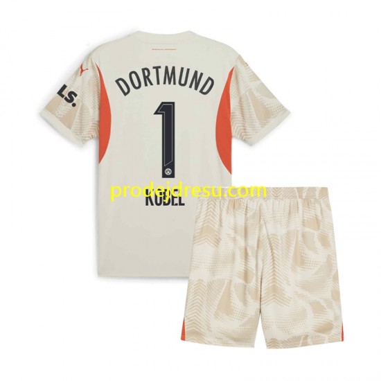 Borussia Dortmund Dresy Fotbal Gregor Kobel 1 Brankářské Dětský Domácí 2024-2025 Krátký rukáv