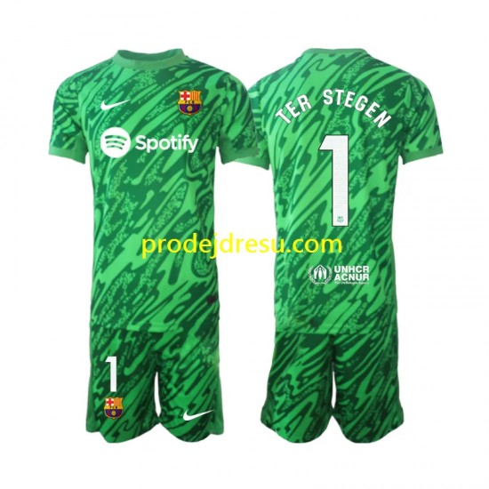 FC Barcelona Dresy Fotbal Ter Stegen 1 Brankářské Dětský Domácí 2024-2025 Krátký rukáv