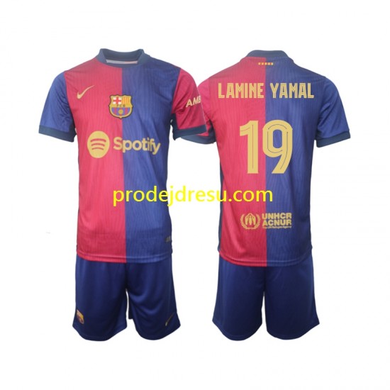 FC Barcelona Dresy Fotbal UCL Font Lamine Yamal 19 Dětský Domácí 2024-2025 Krátký rukáv