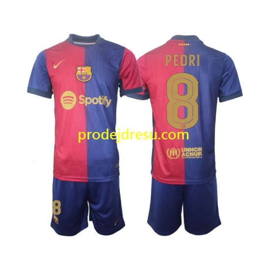 FC Barcelona Dresy Fotbal UCL Font PEDRI 8 Dětský Domácí 2024-2025 Krátký rukáv