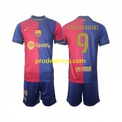 FC Barcelona Dresy Fotbal UCL Font Robert Lewandowski 9 Dětský Domácí 2024-2025 Krátký rukáv