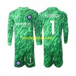 Inter Milán Dresy Fotbal Yann Sommer 1 Brankářské Dětský Domácí 2024-2025 Dlouhý rukáv