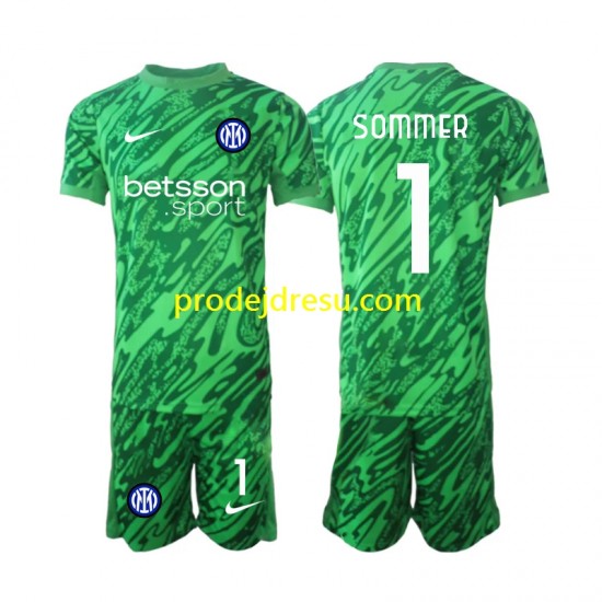 Inter Milán Dresy Fotbal Yann Sommer 1 Brankářské Dětský Domácí 2024-2025 Krátký rukáv
