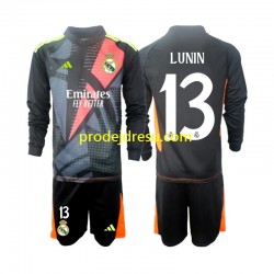 Real Madrid Dresy Fotbal Andriy Lunin 13 Brankářské Dětský Venkovní 2024-2025 Dlouhý rukáv