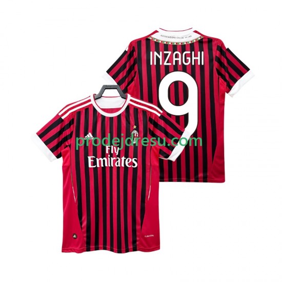 AC Milán Dresy Fotbal INZAGHI 9 2012 Retro Muž Domácí 2011 Krátký rukáv
