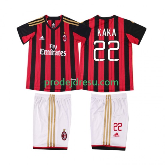 AC Milán Dresy Fotbal KAKA 22 2013 2014 Retro Dětský Domácí Krátký rukáv