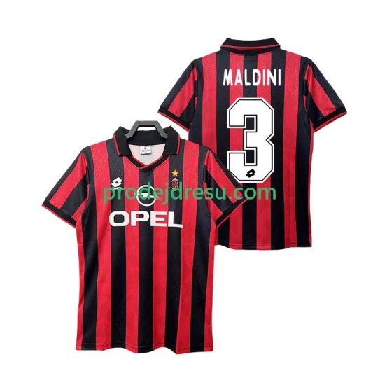 AC Milán Dresy Fotbal MALDINI 3 1995 1996 Retro Muž Domácí Krátký rukáv
