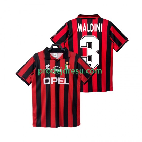 AC Milán Dresy Fotbal MALDINI 3 1996 1997 Retro Muž Domácí Krátký rukáv