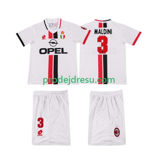 AC Milán Dresy Fotbal MALDINI 3 1996 1997 Retro Dětský Venkovní Krátký rukáv