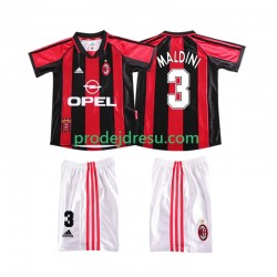 AC Milán Dresy Fotbal MALDINI 3 Retro Dětský Domácí 1998 1999 Krátký rukáv
