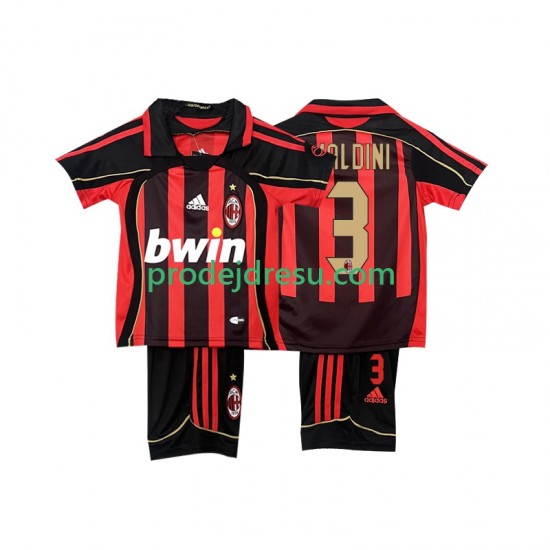 AC Milán Dresy Fotbal MALDINI 3 2007 Retro Dětský Domácí 2006 Krátký rukáv