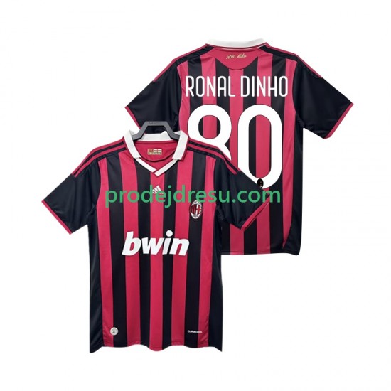 AC Milán Dresy Fotbal RONALDINHO 80 2009 Retro Muž Domácí 2010 Krátký rukáv