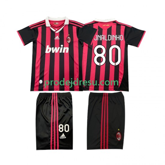 AC Milán Dresy Fotbal RONALDINHO 80 2009 Retro Dětský Domácí 2010 Krátký rukáv
