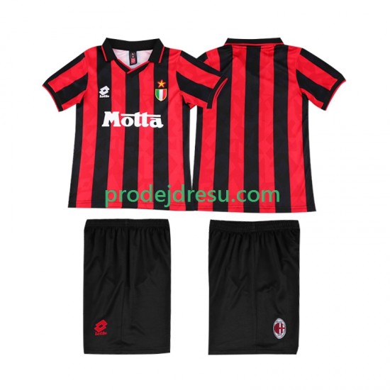 AC Milán Dresy Fotbal 1993 Retro Dětský Domácí 1994 Krátký rukáv