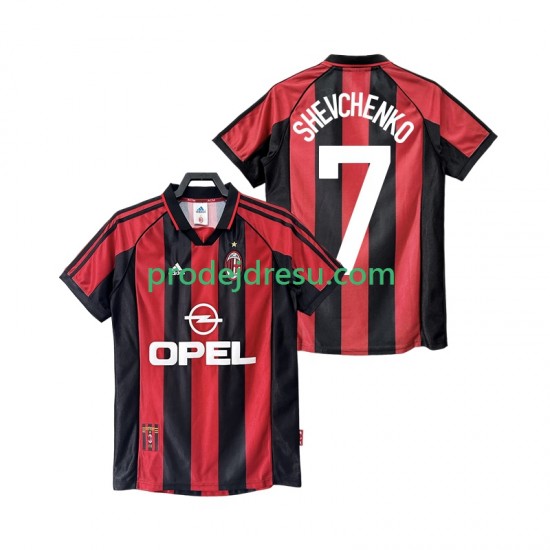 AC Milán Dresy Fotbal SHEVCHENKO 7 Retro Muž Domácí 1998 1999 Krátký rukáv
