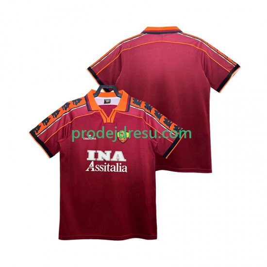 AS Řím Dresy Fotbal Retro Muž Domácí 1998 1999 Krátký rukáv