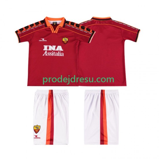 AS Řím Dresy Fotbal Retro Dětský Domácí 1998 1999 Krátký rukáv