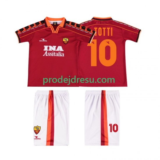 AS Řím Dresy Fotbal TOTTI 10 Retro Dětský Domácí 1998 1999 Krátký rukáv