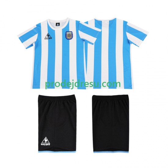 Argentina Dresy Fotbal 1986 Retro Dětský Domácí Krátký rukáv