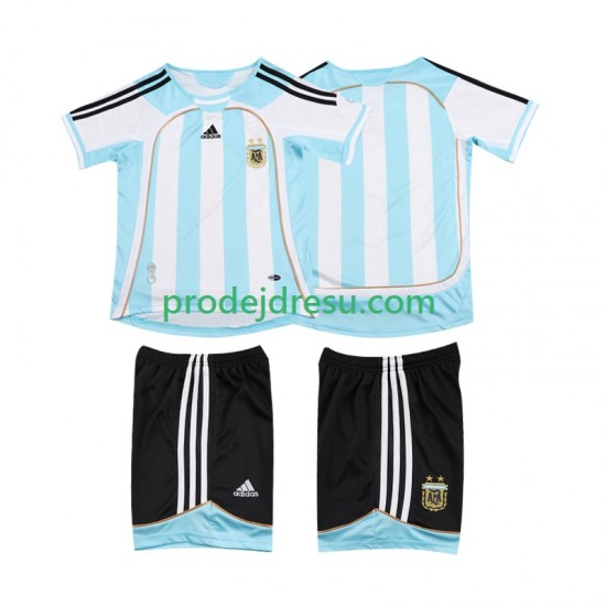 Argentina Dresy Fotbal 2007 Retro Dětský Domácí 2006 Krátký rukáv
