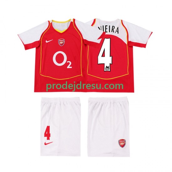 Arsenal Dresy Fotbal VIEIRA 4 2005 Retro Dětský Domácí 2004 Krátký rukáv