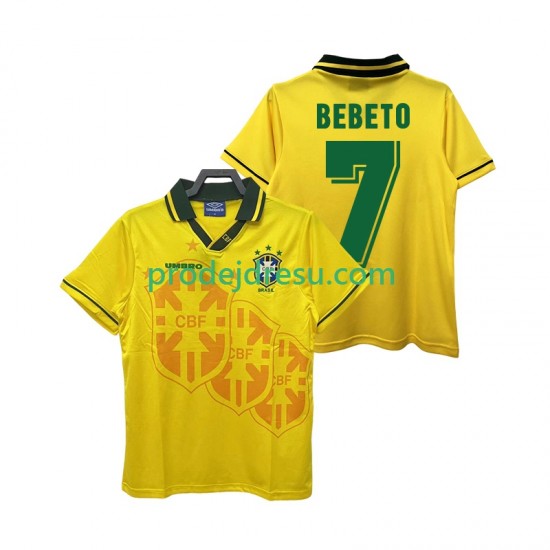 Brazílie Dresy Fotbal BEBETO 7 Retro Muž Domácí 1994 Krátký rukáv