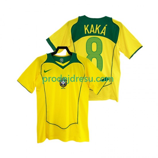 Brazílie Dresy Fotbal KAKA 8 Retro Muž Domácí 2004 Krátký rukáv