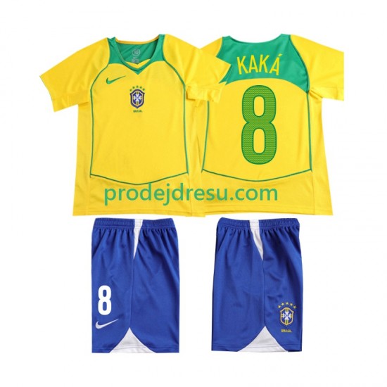 Brazílie Dresy Fotbal KAKA 8 Retro Dětský Domácí 2004 Krátký rukáv