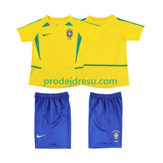 Brazílie Dresy Fotbal Retro Dětský Domácí 2002 Krátký rukáv