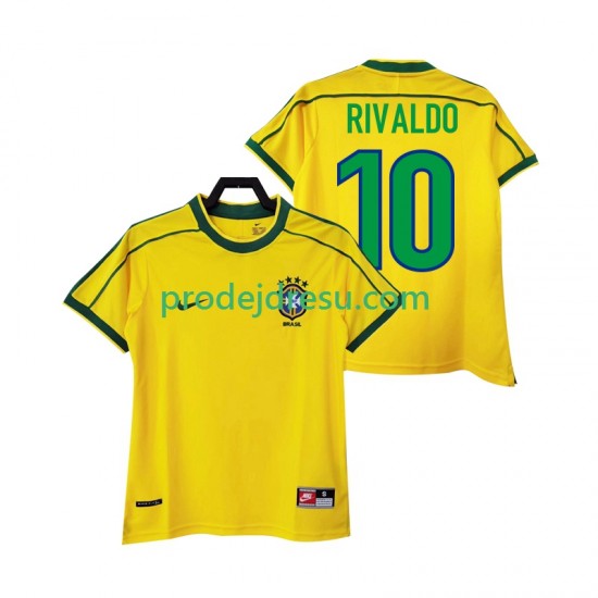 Brazílie Dresy Fotbal RIVALDO 10 Retro Muž Domácí 1998 Krátký rukáv