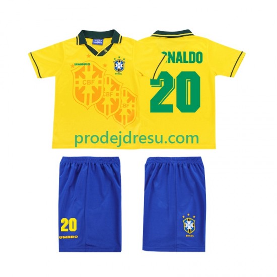 Brazílie Dresy Fotbal RONALDO 20 Retro Dětský Domácí 1994 Krátký rukáv
