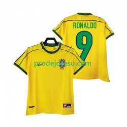 Brazílie Dresy Fotbal RONALDO 9 Retro Muž Domácí 1998 Krátký rukáv