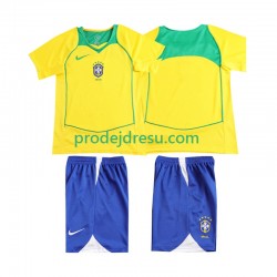 Brazílie Dresy Fotbal Retro Dětský Domácí 2004 Krátký rukáv