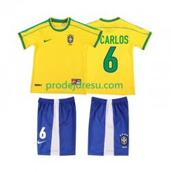Brazílie Dresy Fotbal Roberto Carlos 6 Retro Dětský Domácí 1998 Krátký rukáv