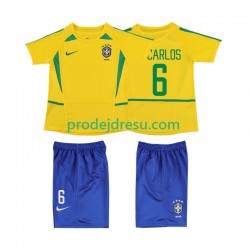 Brazílie Dresy Fotbal Roberto Carlos 6 Retro Dětský Domácí 2002 Krátký rukáv