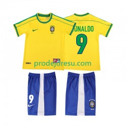 Brazílie Dresy Fotbal Ronaldo 9 Retro Dětský Domácí 1998 Krátký rukáv