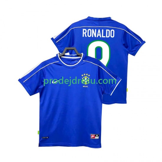 Brazílie Dresy Fotbal Ronaldo 9 Retro Muž Venkovní 1998 Krátký rukáv